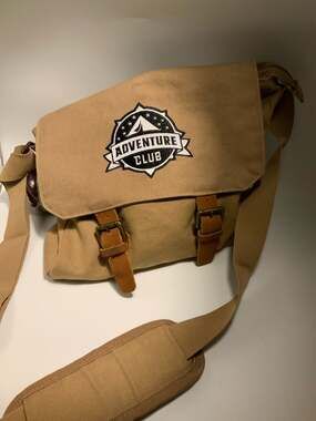 Adventure Club Canvas Messenger Bag - Tan Crossbody Satchel with Leather Accents
